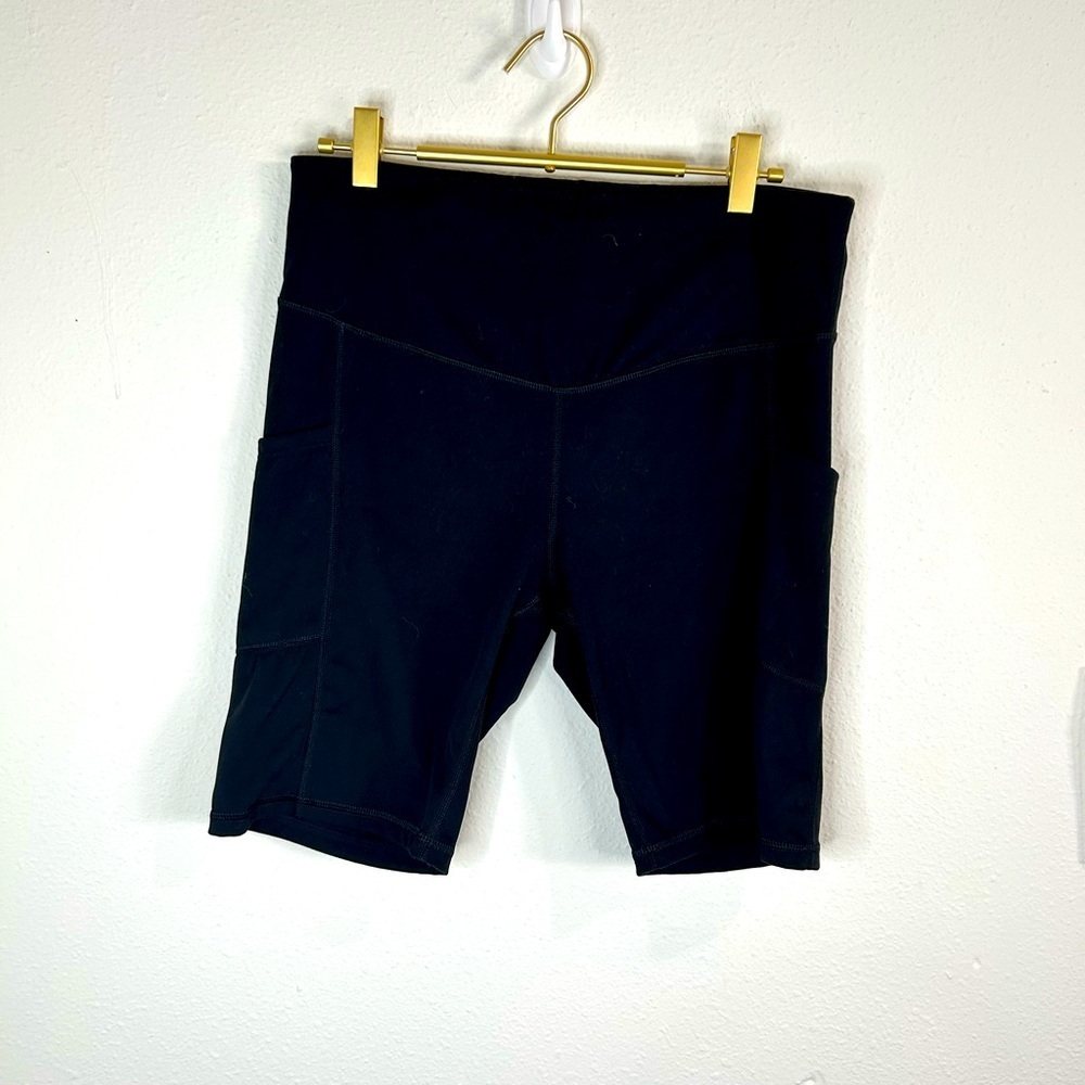 LIFESKY Womens XL Black Biker Shorts High Waist Compression Yoga Activewear